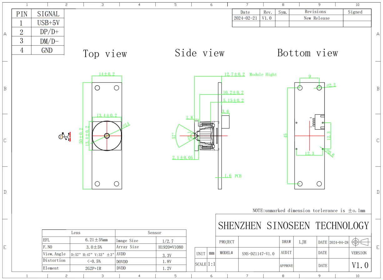 2mp PS5268 Visual AI USB Camera Module structure 2mp PS5268 Visual AI USB Camera Module structure